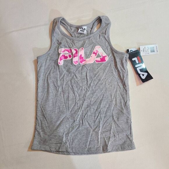 Girls Grey & Pink Camo Logo Fila Tank size M - Picture 2 of 5